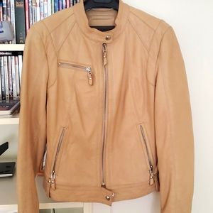 Marc New York tan leather moto jacket